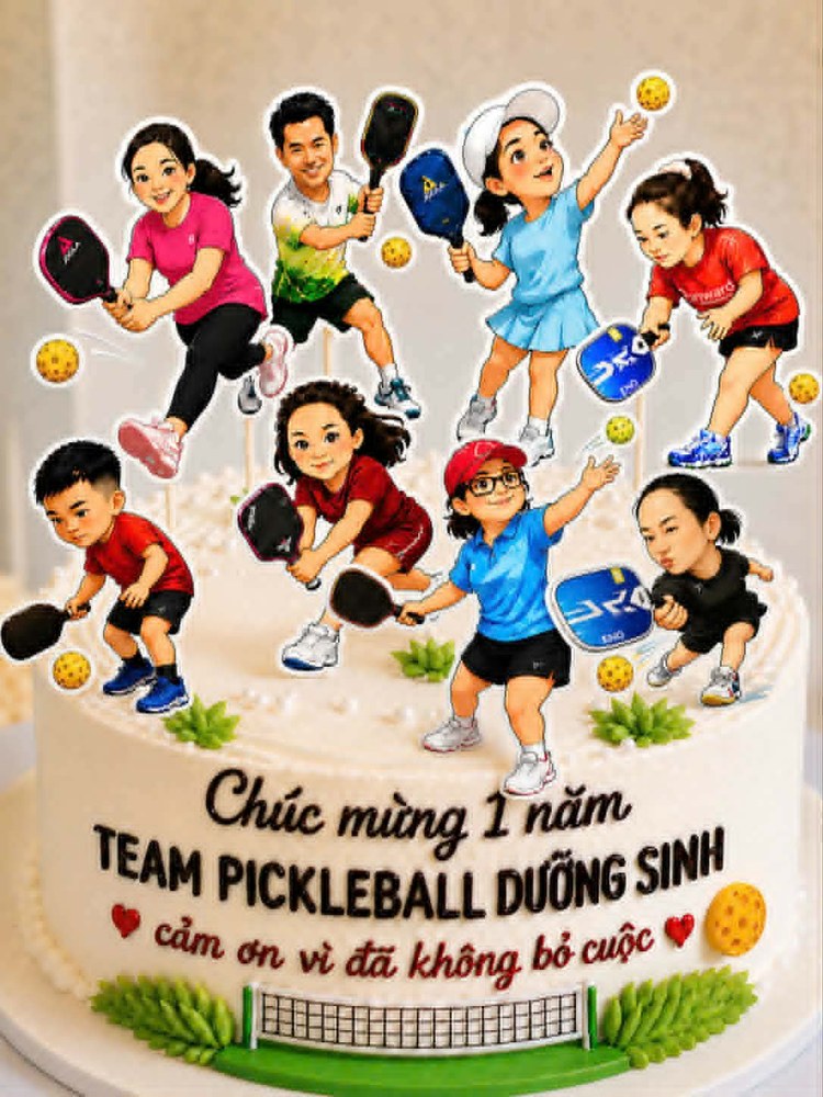 Bánh kem chúc mừng 1 năm Team Pickleball Dưỡng Sinh